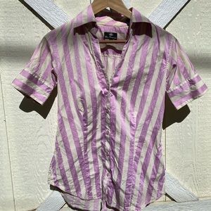 Fitted Women’s button Down Damask Striped Shirt